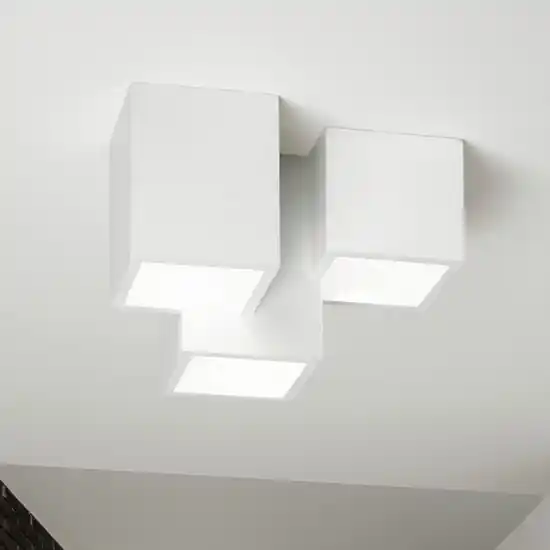 Esclusivo Plafoniera di gesso design moderna cubi bianca 3 faretti led herea sforzin