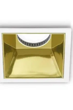 Vendita Finale Faretto quadrato da incasso per controsoffitto bianco oro gea luce