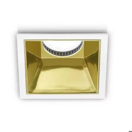 Vendita Finale Faretto quadrato da incasso per controsoffitto bianco oro gea luce