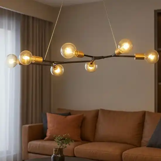 Esclusivo Lampadario per soggiorno nero sfere vetro oro