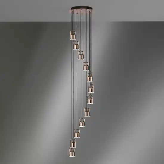 Miglior Prezzo Vivida bag lampadario a cascata led 38w 3000k moderno oro rosa