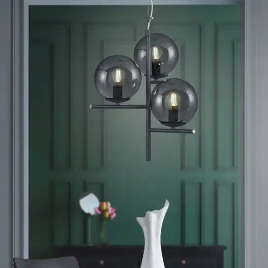 Lampadario antracite con sfere vetro fume Soddisfatti O Rimborsati