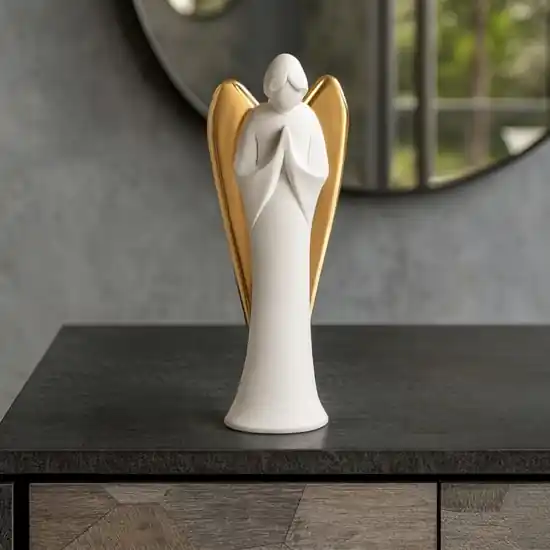 Statuina da tavolo angelo bianco ali oro bongelli preziosi Esclusivo