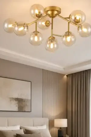 Vendita Finale Maytoni plafoniera per camera da letto sfere vetro ambra trasparente dallas