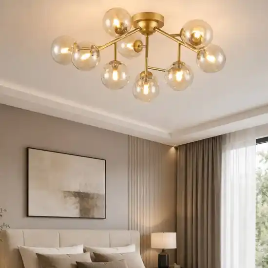 Vendita Finale Maytoni plafoniera per camera da letto sfere vetro ambra trasparente dallas