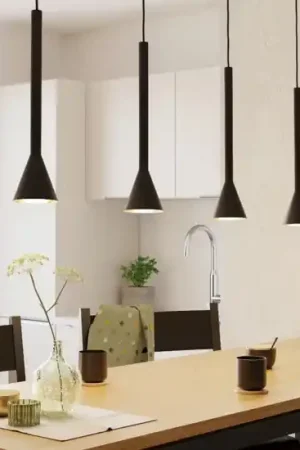 Lampadario da cucina nero oro 4 luci cortaderas eglo Solo Oggi