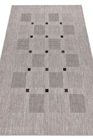 Acquista Ora Tappeto in sisal FLOORLUX Quadrati argento / nero - 2ª SCELTA