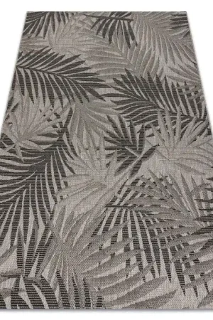 A Buon Prezzo Tappeto in Sisal FLOORLUX FOGLIE Argento / Nero GIUNGLA - 2° SCELTA