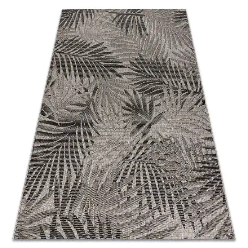 A Buon Prezzo Tappeto in Sisal FLOORLUX FOGLIE Argento / Nero GIUNGLA - 2° SCELTA