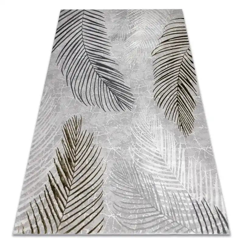 Tappeto ALLURE Foglie di Palma - Strutturato, elegante, glamour grigio / oro Promo Stagionale