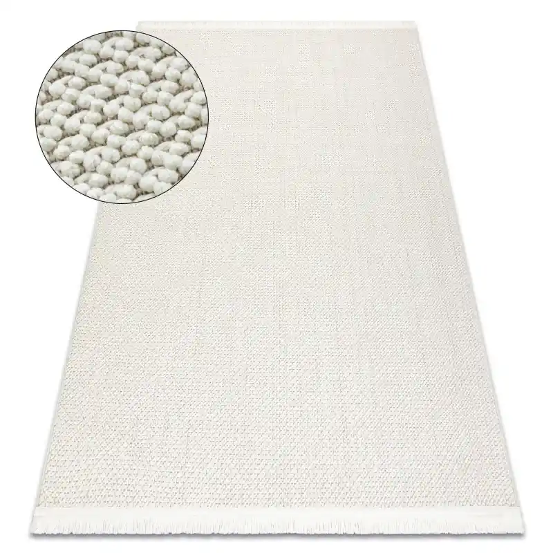 Tappeto NANO FH92A Un colore, loop, tessuto piatto bianco - PRODOTTO DI SECONDO GRADO Nuova Collezione