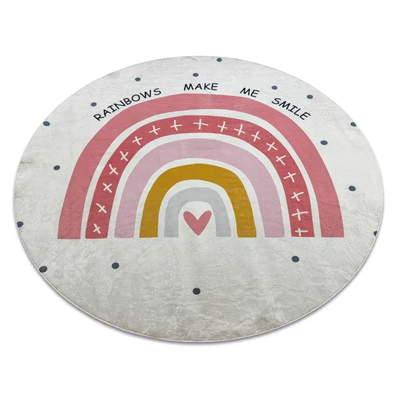 Scelto Dai Clienti Tappeto lavabile BAMBINO 47810 cerchio Arcobaleno, punti per bambini antiscivolo - bianca / rosa