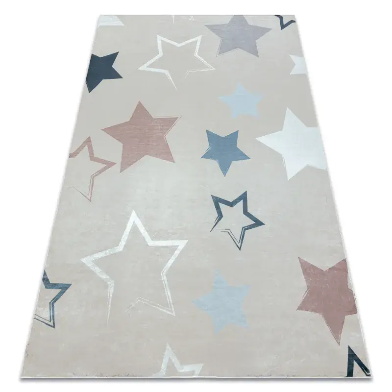Tappeto lavabile BAMBINO Stelle per bambini antiscivolo - beige / grigio Occasione