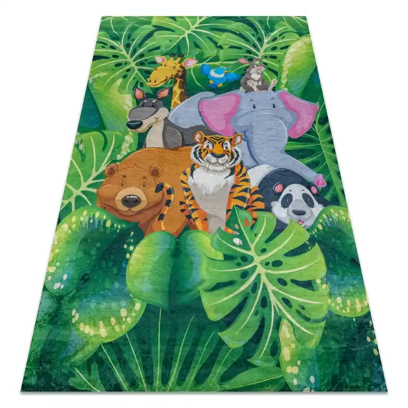 Tappeto lavabile BAMBINO Animali, Giungla per bambini antiscivolo - verde / marrone Acquista Ora