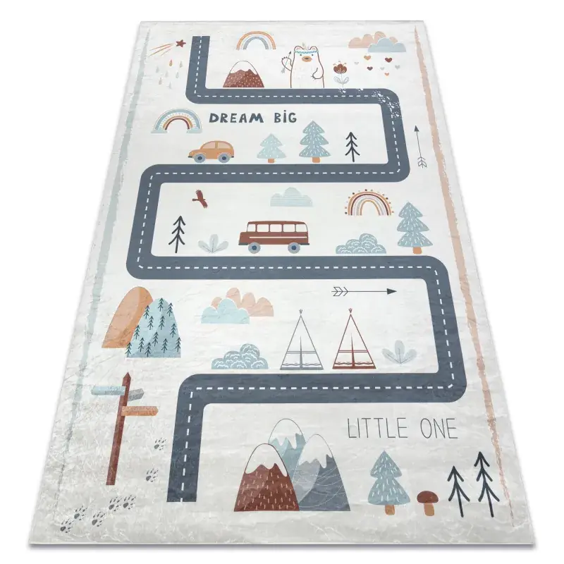 Reso Gratuito Tappeto lavabile BAMBINO 46980 Foresta, strade per bambini antiscivolo - bianca / verde