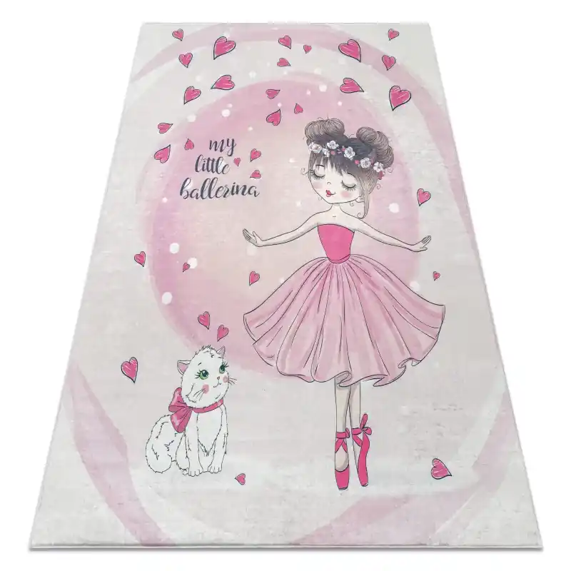 Tappeto lavabile BAMBINO 2161 Ballerina, gattino per bambini antiscivolo - rosa Promozione Esclusiva