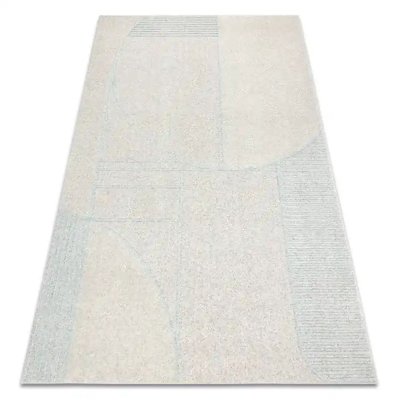Tappeto FLUX 461.14.AE120 lana OSTA - Geometrico, strutturato, stile loft grigio / blu Di Tendenza
