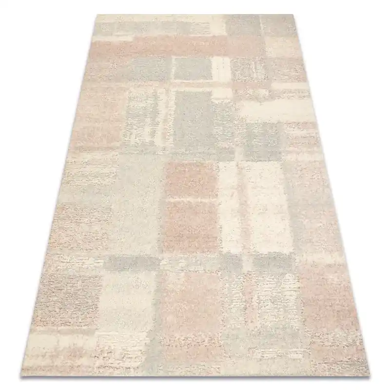 Prezzo Scontato Tappeto FLUX 461.43.AE200 lana OSTA - Geometrico, strutturato, stile loft crema / rosa