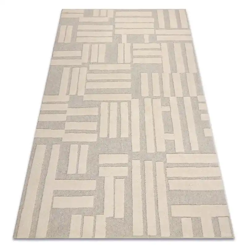 Prezzo Scontato Tappeto FLUX 461.95.AE110 lana OSTA - Geometrico, strutturato, stile loft crema / beige