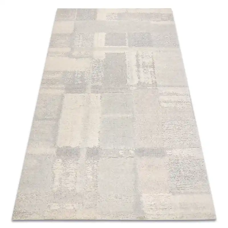 Nuova Collezione Tappeto in lana FLUX 461.43.AE110 OSTA - Geometrico, strutturato, stile loft crema / grigio