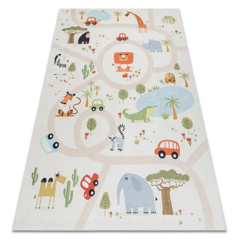 Tappeto lavabile BAMBINO 1165 Zoo per bambini antiscivolo beige - PRODOTTO DI SECONDO GRADO Più Venduto