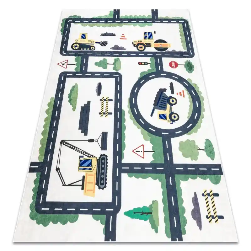 Promozione Tappeto lavabile BAMBINO 2223 Viuzze, macchine per bambini antiscivolo crema - PRODOTTO DI SECONDO GRADO