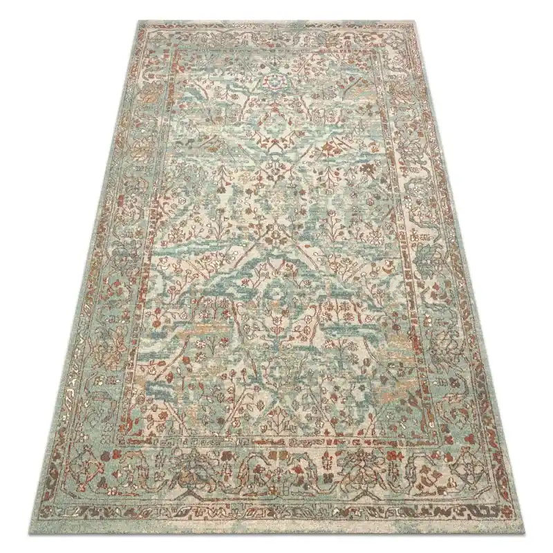 Tappeto SOHO 477.04.LA400 lana OSTA - Ornamento, cornice beige naturale / verde Promozione Esclusiva