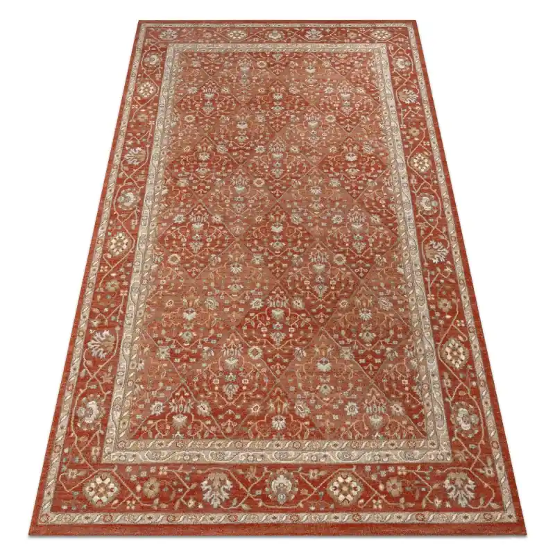 Più Venduto Tappeto SOHO 477.27.LA300 lana OSTA - Rombi, cornice geometrico terracotta naturale / beige