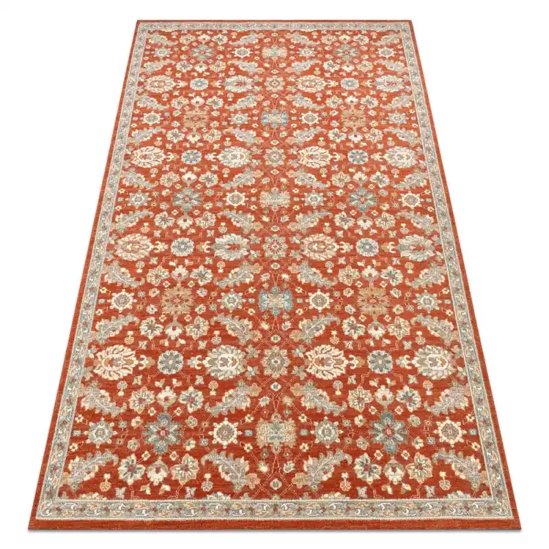Tappeto SOHO 477.07.LA300 Lana OSTA - Fiori, cornice naturale terracotta / blu Ultima Occasione