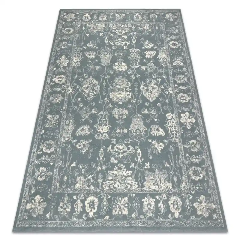 Tappeto ABBY 486.25.LA500 lana OSTA - Ornamento, cornice classico blu / beige Prezzo Basso