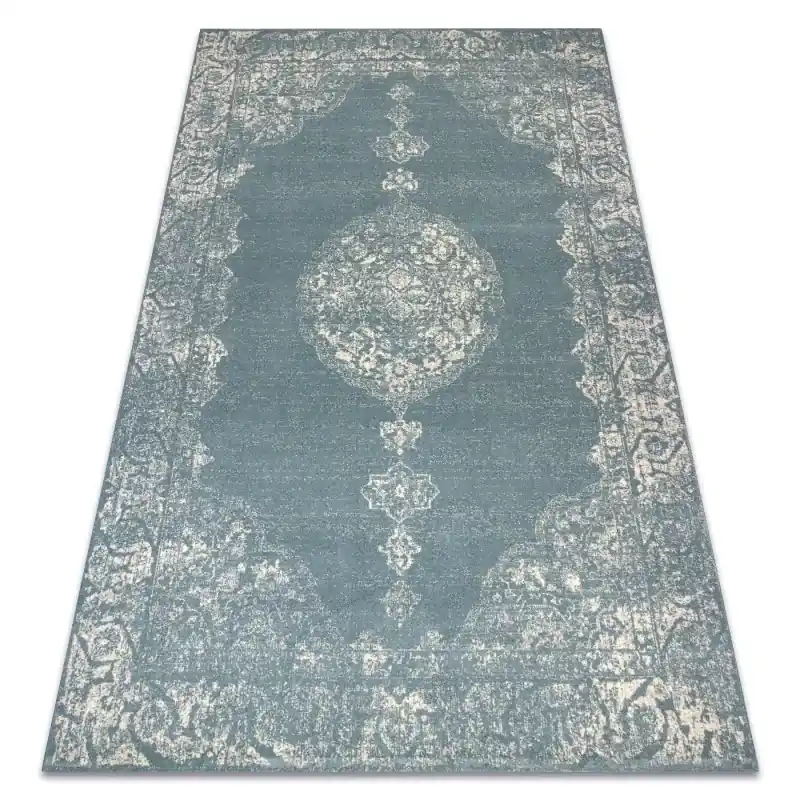 Tappeto ABBY 486.24.LA500 Lana OSTA - Ornamento, cornice classica Blu / Beige Super Prezzo