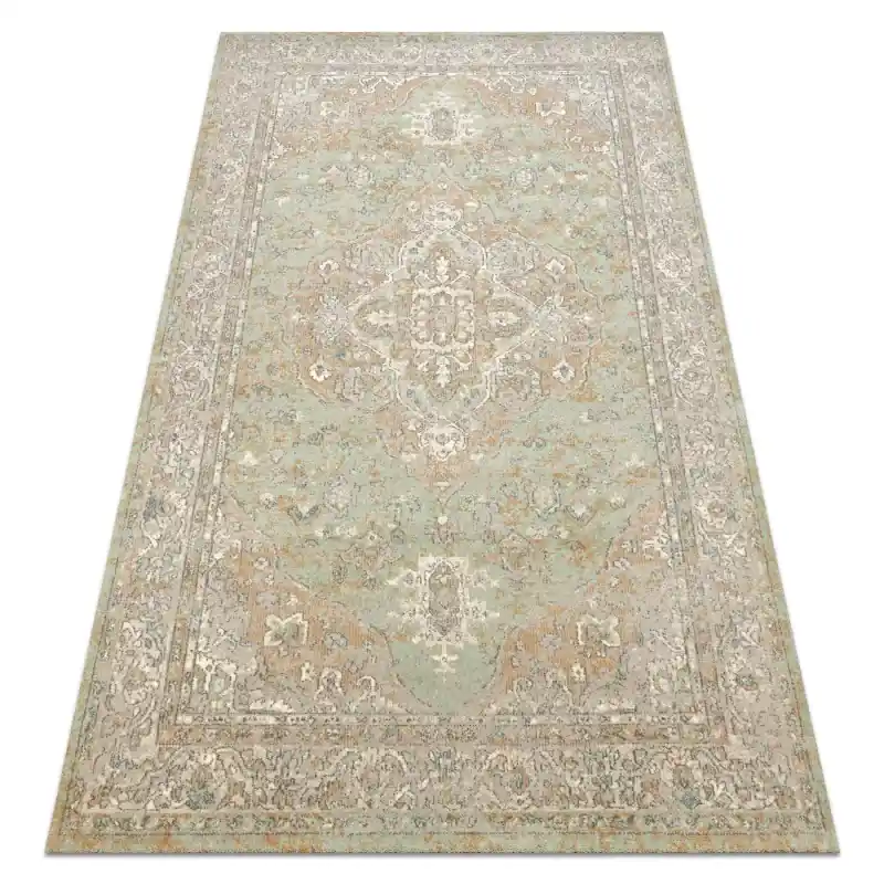 Nuova Collezione Tappeto SOHO 477.01.LA402 Lana OSTA - Ornamento, rosone naturale Verde / Beige