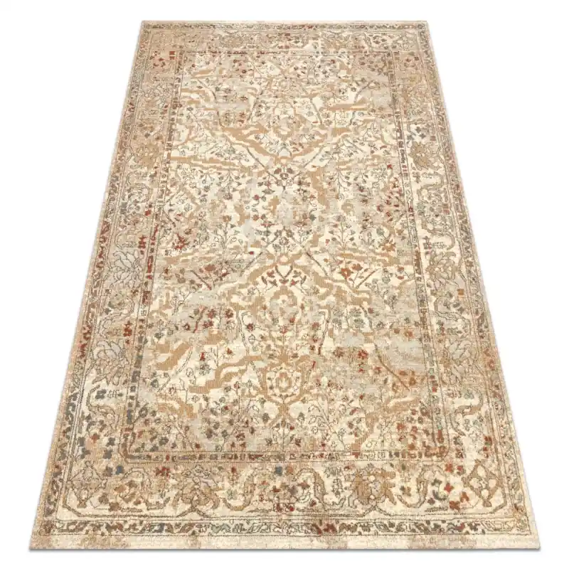 Tappeto SOHO 477.04.LA110 lana OSTA - Fiori, cornice naturale beige / terracotta A Buon Prezzo