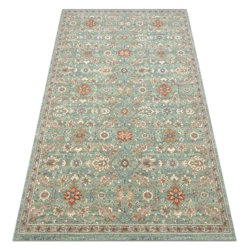 Tappeto SOHO 477.07.LA400 lana OSTA - Fiori, cornice naturale verde / beige Direttamente Dal Produttore