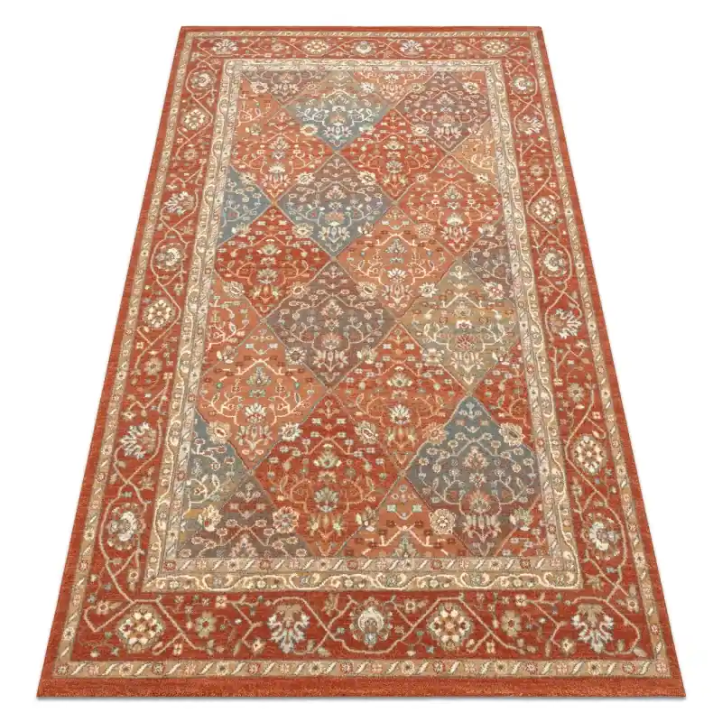 Tappeto SOHO 477.27.LA301 lana OSTA - Rombi, cornice geometrico naturale terracotta / beige Non Perdere