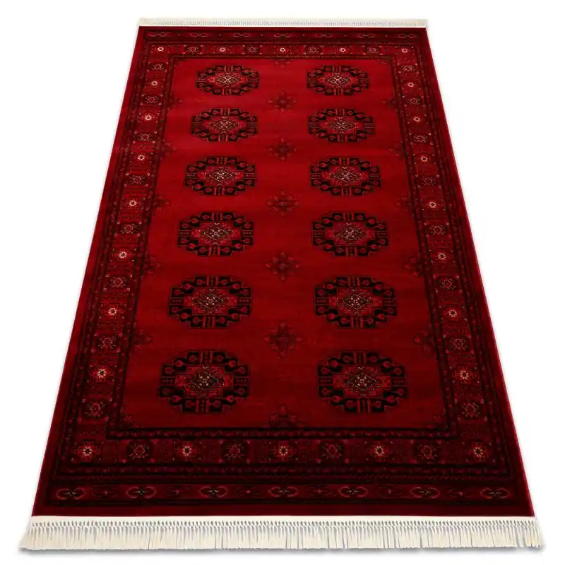 Tappeto ORIENT 6871 bordeaux / nero Cornice, classico, ornamento, con frange Sconto