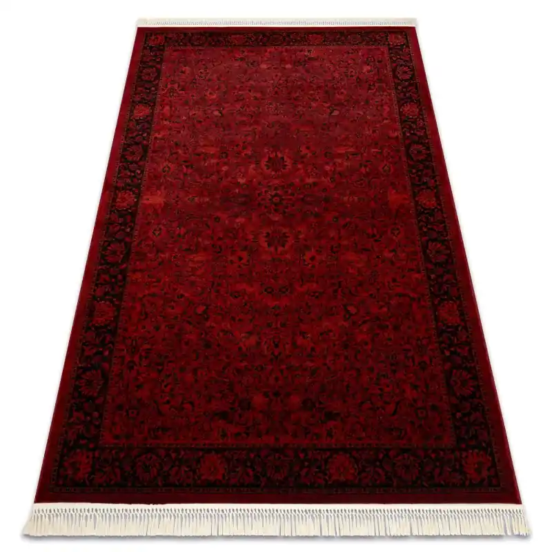 Più Venduto Tappeto ORIENT 5125 bordeaux / nero Cornice, classico, ornamento, con frange