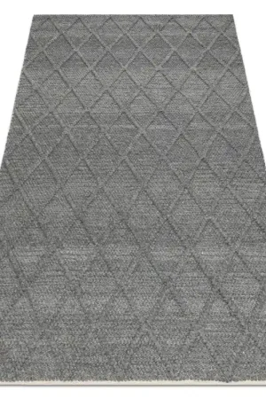 Vendita Finale Tappeto in lana TAHAR 99001K antracite - TESSUTO A MANO anello, Rombi, boho