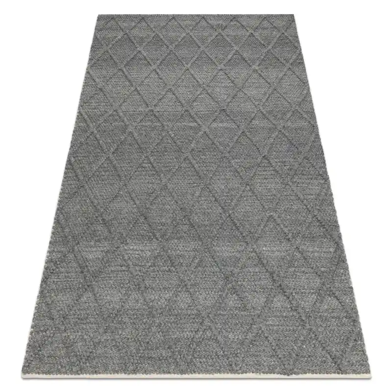Vendita Finale Tappeto in lana TAHAR 99001K antracite - TESSUTO A MANO anello, Rombi, boho