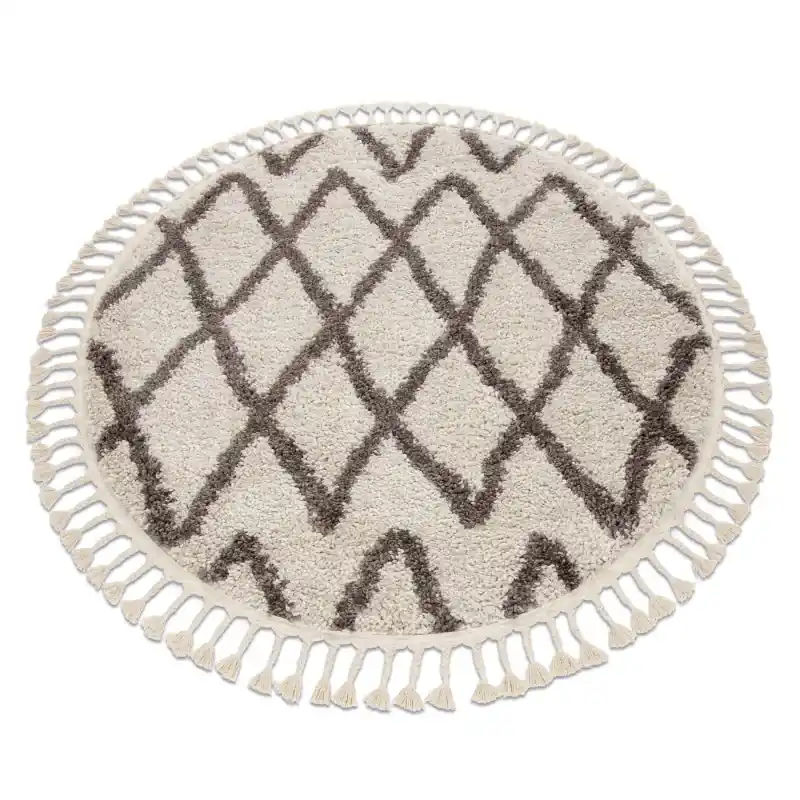 Tappeto BERBER BENI cerchio crema Frange berbero marocchino shaggy Di Tendenza