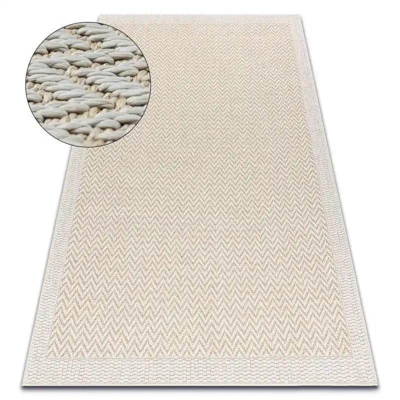 A Buon Prezzo Tappeto ORIGI Zigzag crema - cordoncino in SISAL a tessitura piatta