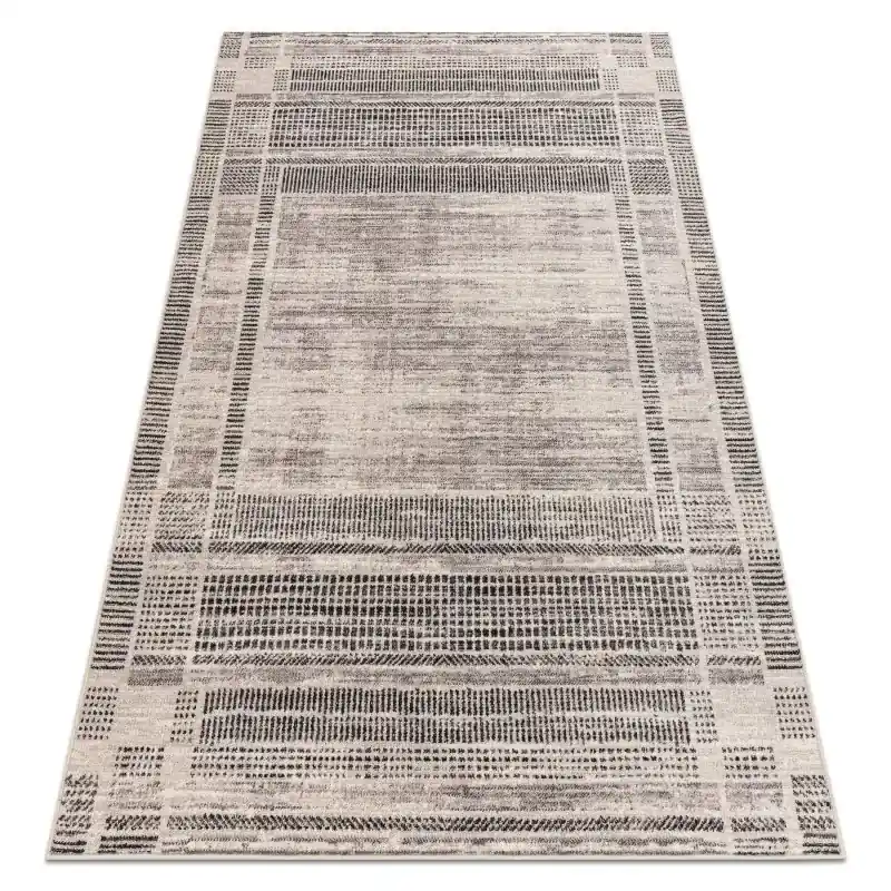 A Buon Prezzo Tappeto Lana ANGEL / Vintage, cornice beige / grigio