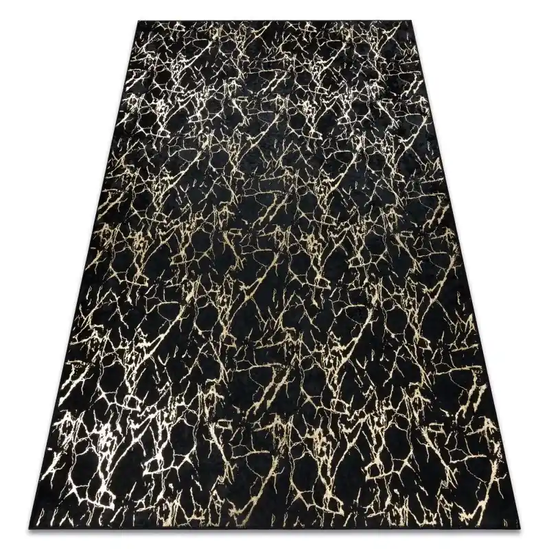 Affare Tappeto lavabile MIRO . Marmo, glamour antiscivolo - nero / oro