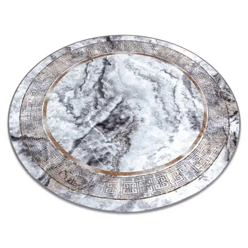 Tappeto lavabile MIRO .805 cerchio Marmo, greco antiscivolo - gris / oro Nuova Collezione