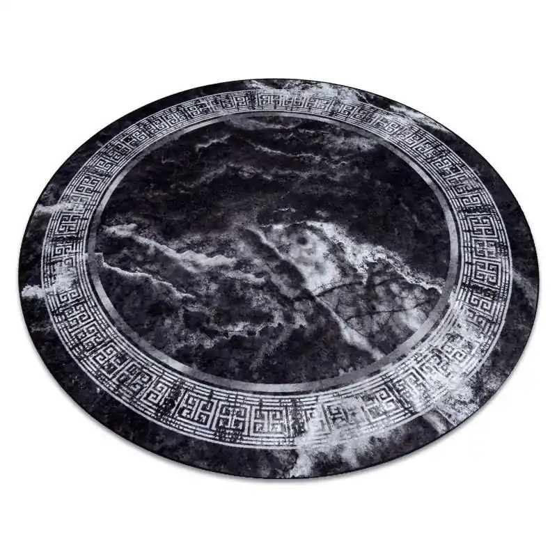 Must-Have Tappeto lavabile MIRO .807 cerchio Marmo, greco antiscivolo - nero / bianca