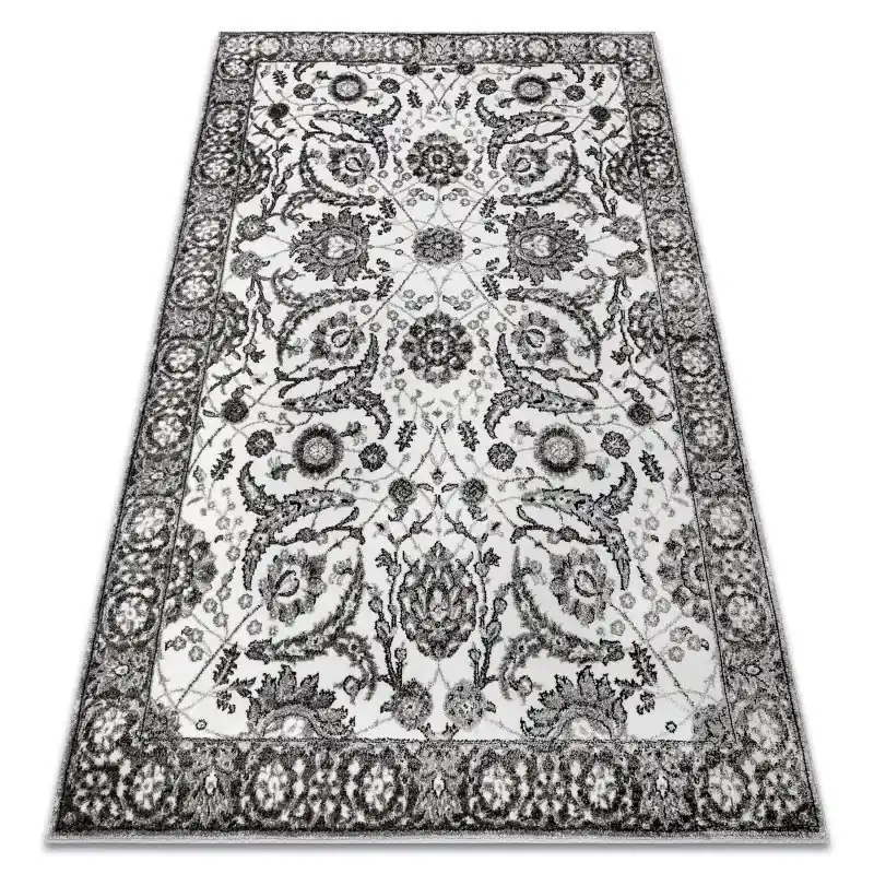 Tappeto MATEO Moderno cornice, fiori - strutturale grigio Ultima Occasione