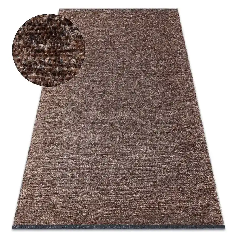Acquista Ora Tappeto FLORENCE 24021 Monocolore, glamour, tessitura piatta, frange - marrone