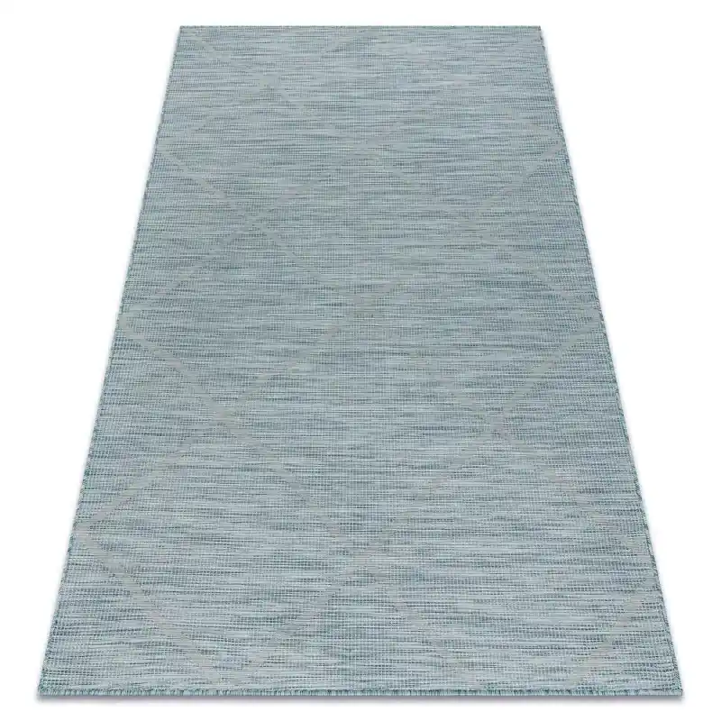 Tappeto SISAL PATIO Diamanti tessuto piatto - blu acqua Soddisfatti O Rimborsati
