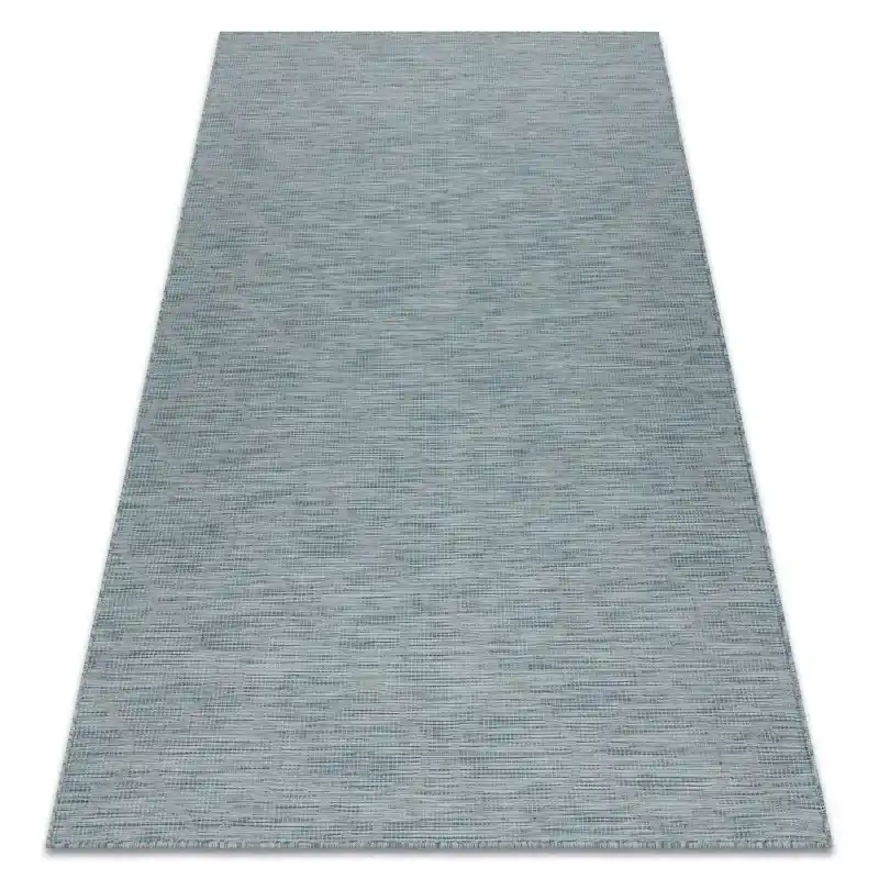 Economico Tappeto SISAL PATIO Traliccio marocchino tessuto piatto - blu acqua