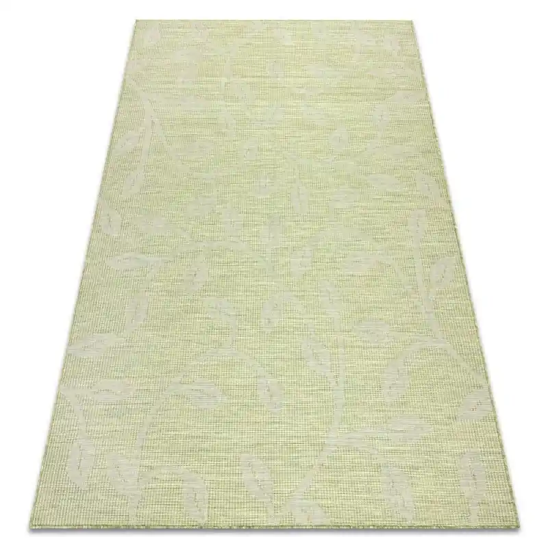 Nuovo Arrivo Tappeto SISAL PATIO fogliame tessuto piatto verde / beige